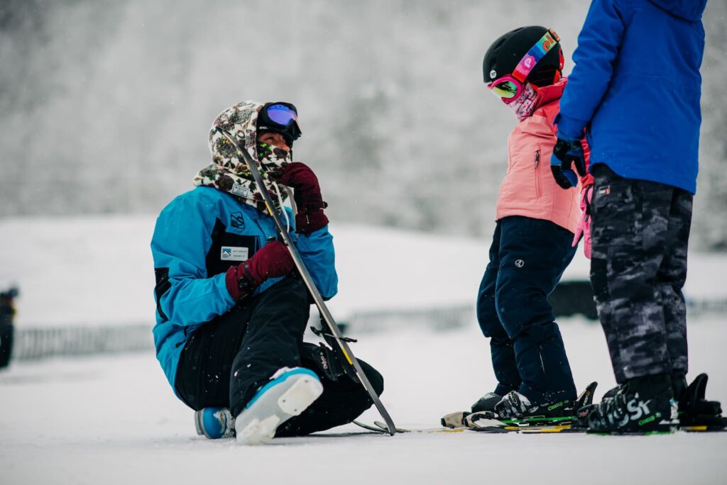 Teacher with kids on Beech Mountain