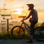 Participants racing downhill in the exhilarating Thursday Night Race League event at Beech Mountain Resort.